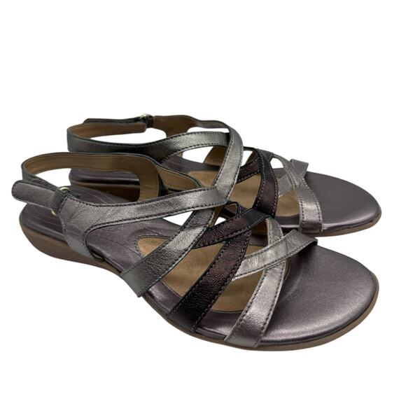 Naturalizer Cadence Metallic Strappy Sandal Bronze/Platinum 7.5 Comfort Office - Picture 2 of 12